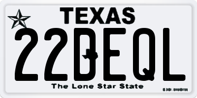 TX license plate 22DEQL