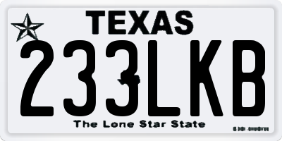 TX license plate 233LKB