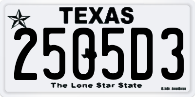 TX license plate 2505D3