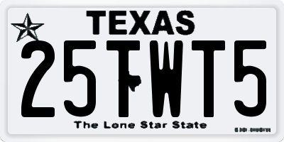 TX license plate 25TWT5