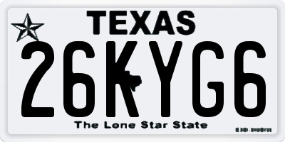 TX license plate 26KYG6