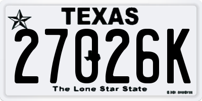 TX license plate 27026K