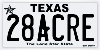 TX license plate 28ACRE