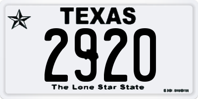 TX license plate 2920