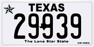 TX license plate 29939