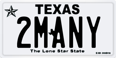 TX license plate 2MANY