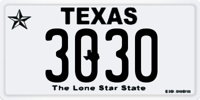 TX license plate 3030