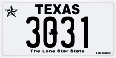 TX license plate 3031