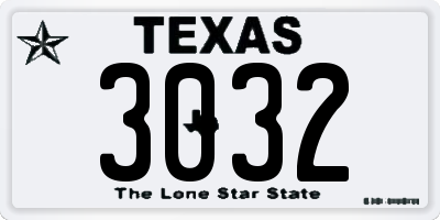 TX license plate 3032