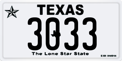 TX license plate 3033