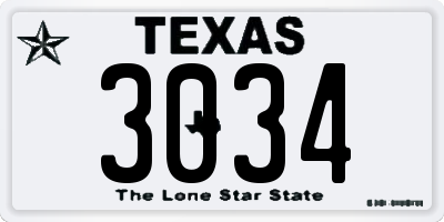 TX license plate 3034