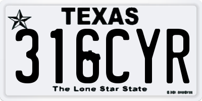 TX license plate 316CYR