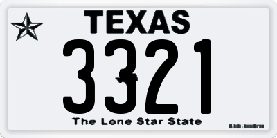 TX license plate 3321