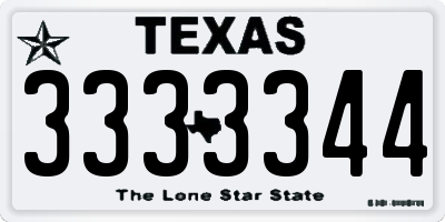 TX license plate 3333344