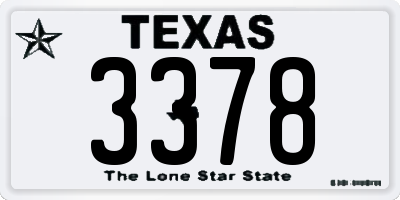 TX license plate 3378