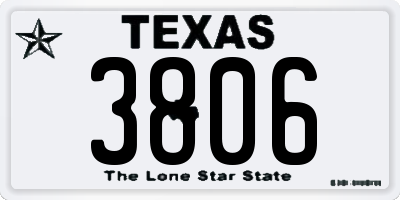 TX license plate 3806