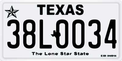 TX license plate 38L0034