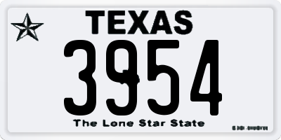 TX license plate 3954