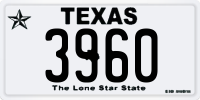 TX license plate 3960