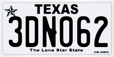 TX license plate 3DN062