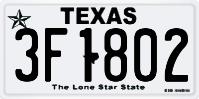 TX license plate 3F1802