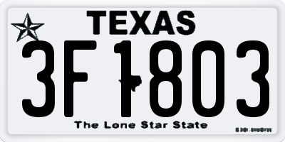 TX license plate 3F1803