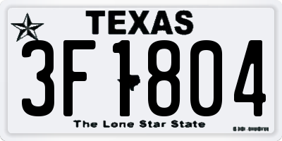 TX license plate 3F1804