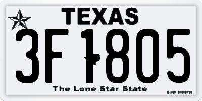 TX license plate 3F1805