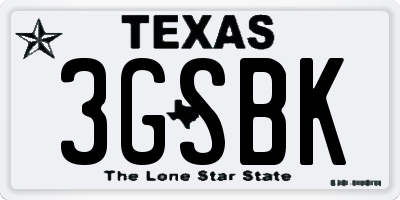 TX license plate 3GSBK