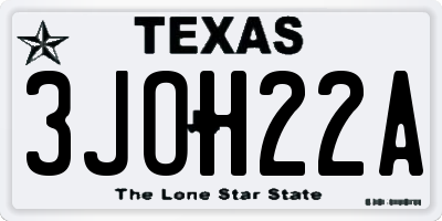 TX license plate 3JOH22A