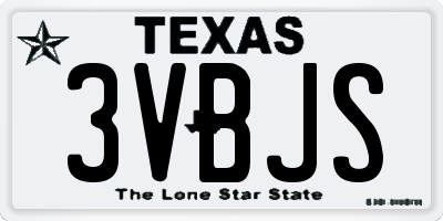 TX license plate 3VBJS