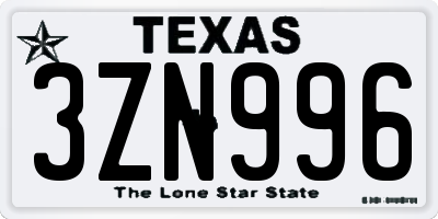 TX license plate 3ZN996