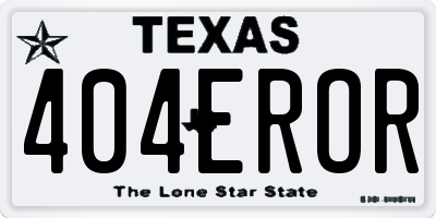 TX license plate 404EROR