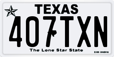 TX license plate 407TXN