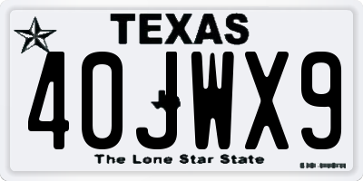 TX license plate 40JWX9