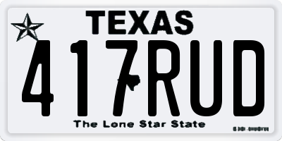 TX license plate 417RUD