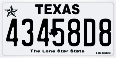 TX license plate 43458D8