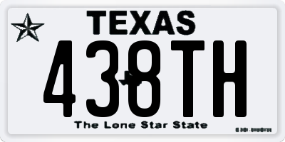 TX license plate 438TH