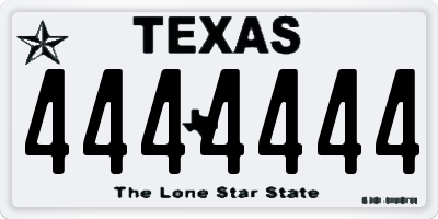 TX license plate 4444444