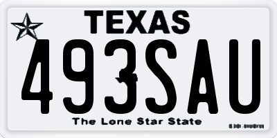 TX license plate 493SAU