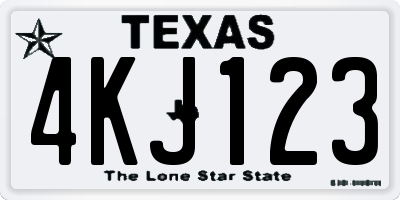 TX license plate 4KJ123