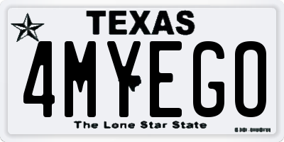 TX license plate 4MYEGO