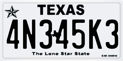 TX license plate 4N345K3