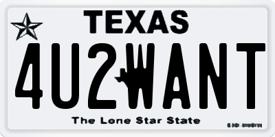 TX license plate 4U2WANT