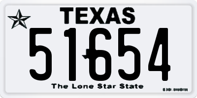 TX license plate 51654