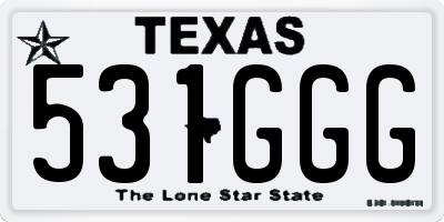 TX license plate 531GGG