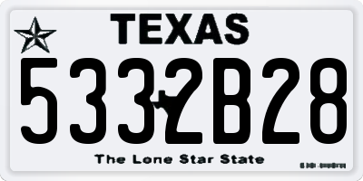 TX license plate 5332B28