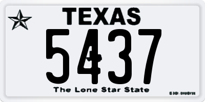 TX license plate 5437