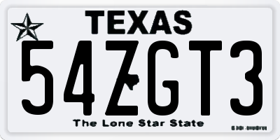 TX license plate 54ZGT3