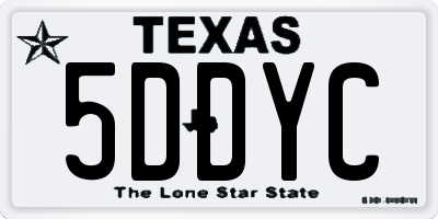 TX license plate 5DDYC